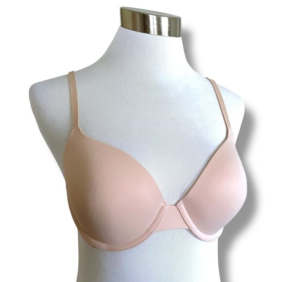 Victorias Secret 34C Bra Tan Wear Everywhere T-shirt Lightly Lined Underwire - Picture 1 of 7